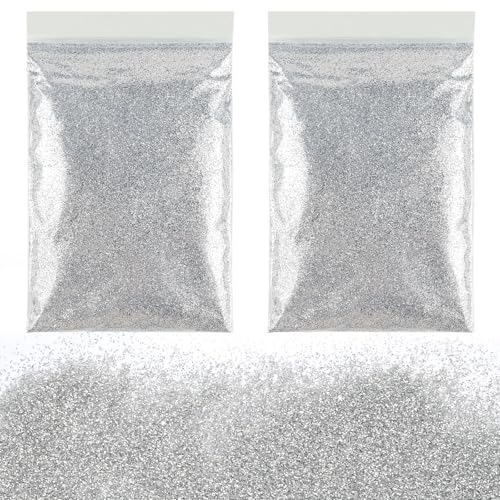 Glitzerpulver zum Basteln,100g Glitzer Silber,Glitzer zum Weihnachten Basteln Kerzen,Glitzerpulver für Nägel Gesicht DIY Epoxidharz Kartenbasteln von Hopton