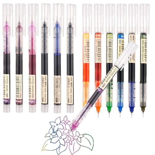 Hopton 12 Stück Gelschreiber, 0.5mm Gel Kugelschreiber, Tintenroller, Stifte Gel, Stifte Selschreiber, Liquid Gel Ink für Schulsachen, Schreiben, Geschäft - 10 Farben von Hopton