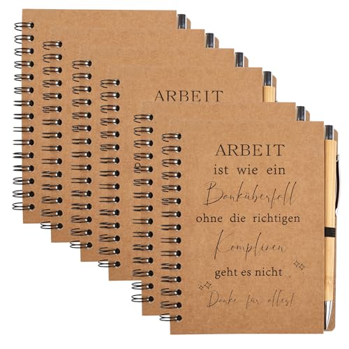 Hopton 6 Sets Kleine Geschenke für Kollegen, A6 Spirale Notizbuch mit Stift, Abschiedsgeschenk Kollegen, DankeschöN Geschenke für Kollegen Mitarbeiter von Hopton