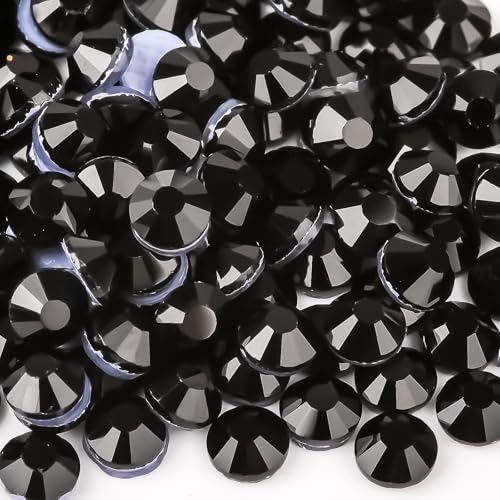 Hotfix Strasssteine, 2880 Stück Flacher Rückseite Glitzersteine, Hot Fix Kristalle für Kleidung Nägel Schuhe DIY Handwerk(SS10/2.8mm) (Schwarz) von Hopton