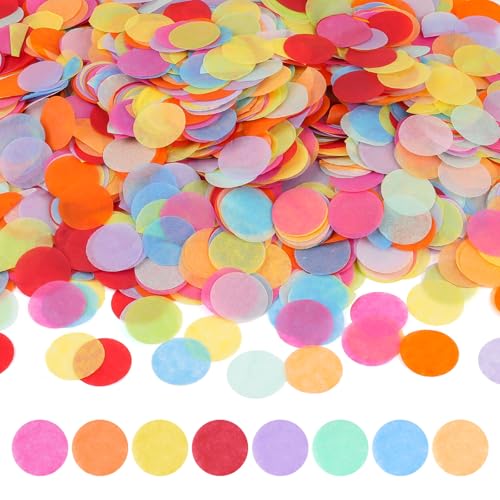 Konfetti Bunt 6000 Stück, 2.5cm Konfetti Geburtstag Groß, Mehrfarbig Runde Streudeko Tischdeko, Papier Confetti für Geburtstag Hochzeit Party Dekoration(50g) von Hopton