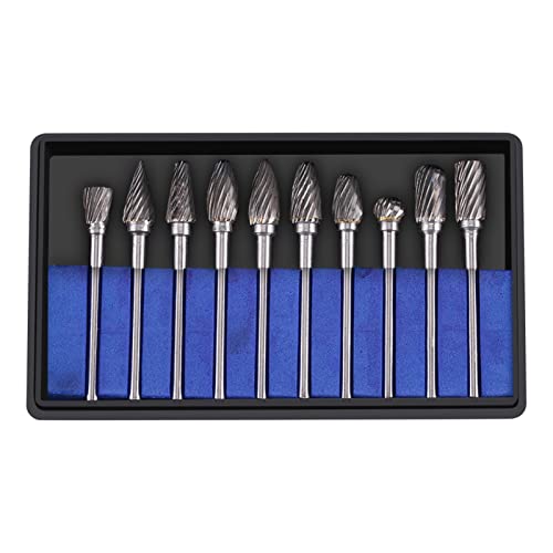 Horoper Tungsten Carbid Burr -Set, Würfel -Mühle -Bits, 10 -pcs -Wolfram -Vergaser -Stahldatei, 3 Mm Griff, 6 -Mm -Klingendurchmesser (Einzeltemperatur) von Horoper