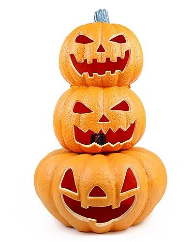 Horror-Shop.com Gigantischer Halloween Kürbis Turm mit LED Licht 70cm von Horror-Shop.com