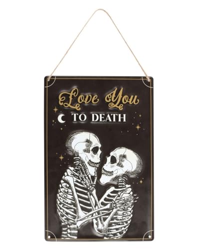 Horror-Shop ;Love You to Death; Skelettpaar Gothic Metallschild 30x20cm von Horror-Shop