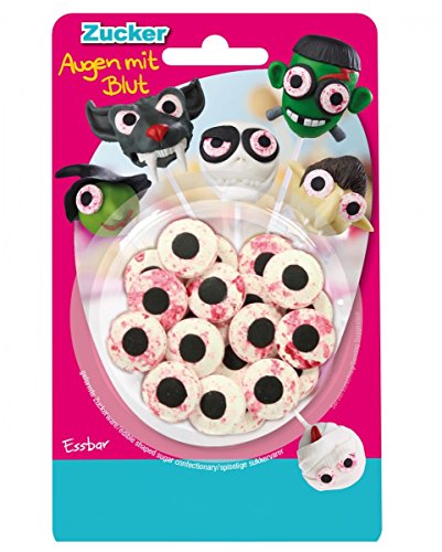 Horror-Shop 25 g Essbare Zuckeraugen mit Blut als Dekoration für Cake Pops & Muffins von Horror-Shop