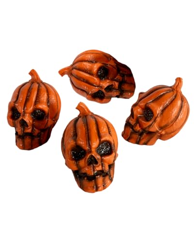 Horror-Shop 4 Stück Mini-Kürbis Totenköpfe als Deko-Set von Horror-Shop