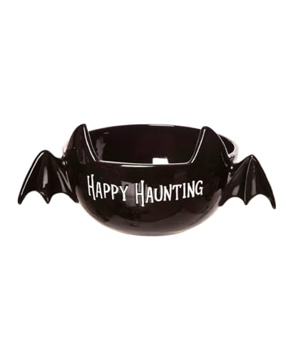 Horror-Shop Fledermaus ;Happy Haunting; Süßigkeitenschale mit Flügeln von Horror-Shop