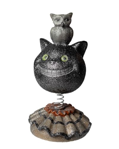 Horror-Shop Halloween Bobble Head Dekofigur - Katze mit Eule 15cm von Horror-Shop