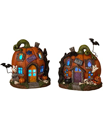 Horror-Shop Halloween Kürbis Geisterhaus mit LED Beleuchtung 21cm 1 Stück von Horror-Shop