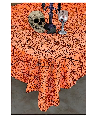 Horror-Shop Halloween Spinnweben Tischdecke Orange-Schwarz von Horror-Shop