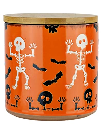 Horror-Shop Happy Boo Behälter mit Holzdeckel 11cm für Halloween von Horror-Shop