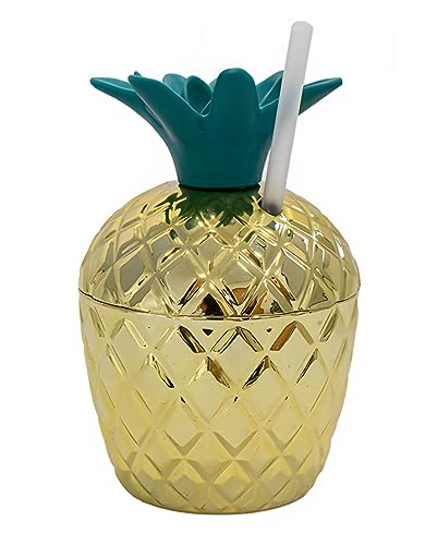 Horror-Shop Partybecher in Ananas Form mit Strohhalm 250ml von Horror-Shop