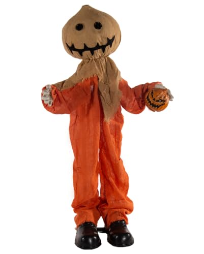 Horror-Shop Sammy mit Jutemaske als Halloween Standfigur mit Bewegung, Licht & Ton 80 cm von Horror-Shop