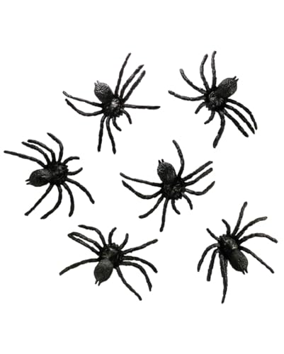 Horror-Shop Schwarze Spinnen 8x7cm im 6er-Set als ekelhafte Halloween Deko von Horror-Shop