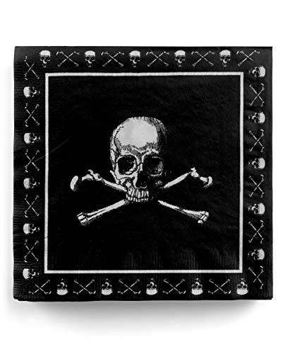 Horror-Shop Schwarze Totenkopf Servietten mit Piratenschädel 20 St. von Horror-Shop