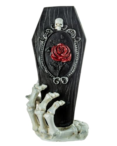 Horror-Shop Schwarzer Sarg in Skeletthand als Dekofigur 25cm von Horror-Shop