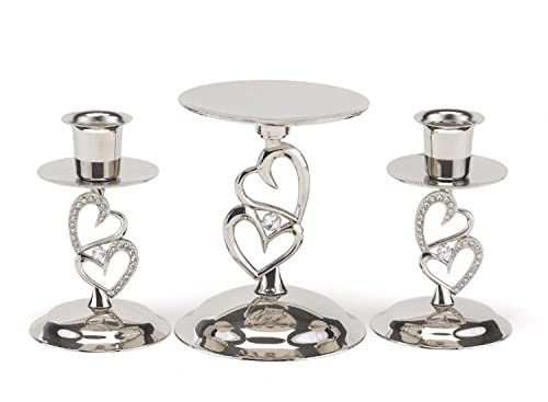 Hortense B. Hewitt Sparkling Love Set Kerzenständer, 10,2 cm, vernickelt, 3 Stück von Hortense B. Hewitt