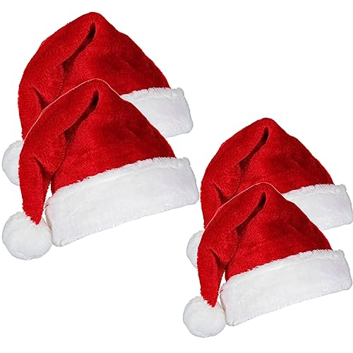 4 Stück Nikolausmütze, Mütze Weihnachten Kinder, Weihnachtsfeier Mütze, Weihnachtsmützen Set, Unisex, Verwendet für Weihnachts- und Neujahrskostüm-Partydekoration von Hoshisea