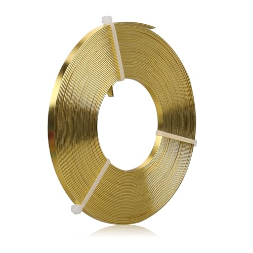 Flaches Aluminiumdraht - 5 x 1 mm - 10 Meter breiter flacher Schmuckbasteldraht für Fassungen, Skulpturen, Gestelle, Schmuckherstellung - Gold von Hosifiy