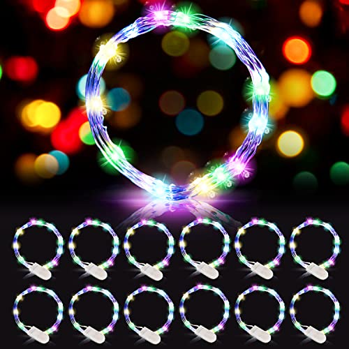 LED Lichterkette Batterie, Kupferdraht Lichterkette, 12 Stück 2m 20LEDs Mini Lichterkette, LED Micro Lichterkette, für Garten Party Weihnachten Halloween Hochzeit Beleuchtung (Mehrfarbig) von Hossom