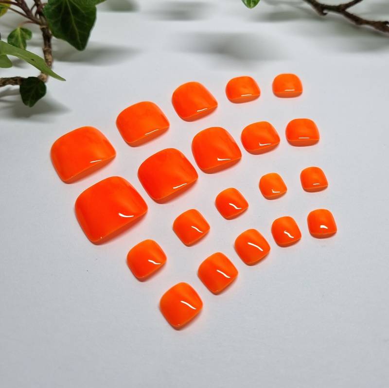 Echte Orangefarbene Press-On-Zehennägel - Komplettes Set Mit 20 Stück von HotGlossNailsStore