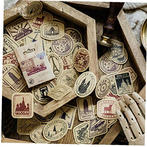 Hotaden 46pcs DIY Vintage Reise-Boxed-Aufkleber Scrapbooking Kraft Papier Tagebuch Planer Wedding Album Sealing Dekoration von Hotaden