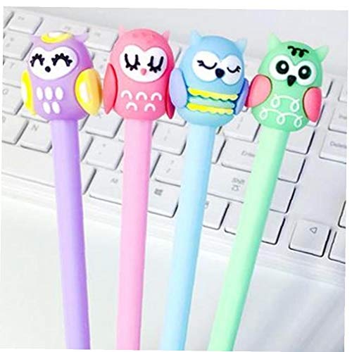 Hotaden 4pcs 0.5mm Owl Gel-Nette Briefpapier Student Schriftlich Kugelschreiber Schwarz Gel Kugelschreiber Neuheit Kawaii Pen von Hotaden