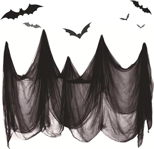 Hotcham Halloween Decoration,3 * 1.8M Schwarz Skelett Gaze Spooky, Halloween Phantom Hanging Horror Zubehör,für Halloween Party Dekoration Phantom zum Aufhängen für Haus (2) von Hotcham