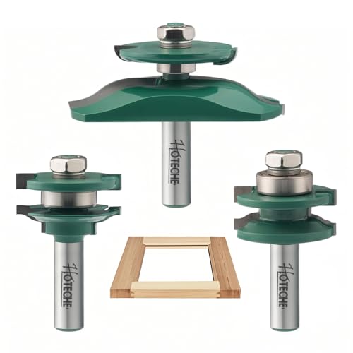 Hoteche 3-teiliges Schrankmesser-Set, 41.3mm halbes Hirnholz-Planfräsmesser, 88.9mm Umfangsfräsmesser Holztür, 12mm Schaft, grünes Messer, inklusive Sechskantschlüssel - Oberfräsen Zubehör. von Hoteche