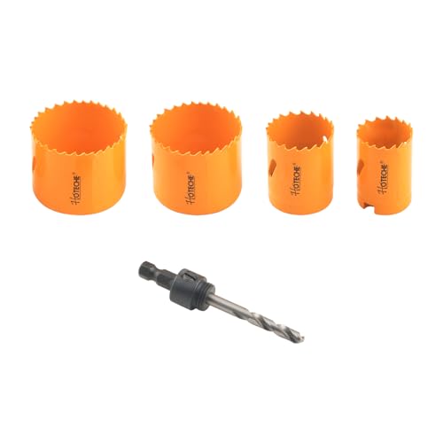 Hoteche Bimetall Lochsägen Set – 5-teiliges Set mit Lochsäge Adapter, M3 + CrV Chrom-Vanadium Stahl, Ideal für Metall, Holz, Sperrholz, PVC, Faserplatten und Gipskarton von Hoteche