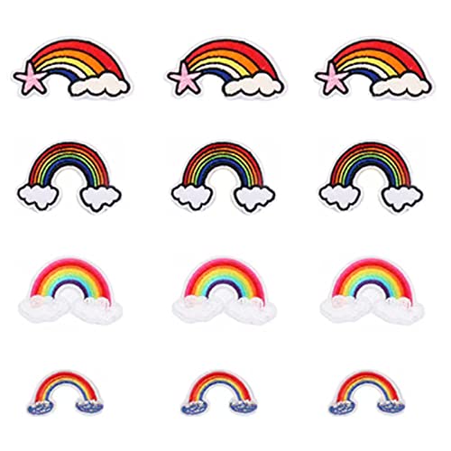 Houhounb 12 Stück Patches Aufkleber Regenbogen Patch Sticker Bestickte Patches Kleidung Sewing Applique Aufbügelflicken Bügelflicken Patches für Jeans Taschen Hats Backpacks DIY von Houhounb