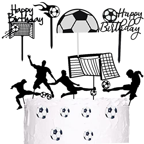 Houhounb 15 Stücke Acryl Fußball Kuchen Topper Cupcake Topper Happy Birthday Cake Picks Tortendeko für Fußball Thema Party Dekorationen Sportparty-Dekorationen von Houhounb