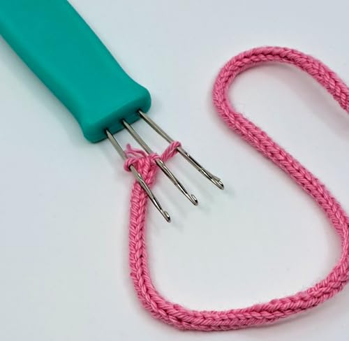 House Village Cordie - I-Kabel Handwerkzeug (Cyan Blue) - Nähwerkzeug-Set - Craft Tool - Plastik, Metall - Schachtel - Cordie I-Cord Handwerkzeug, Video-Anweisungen von House Village