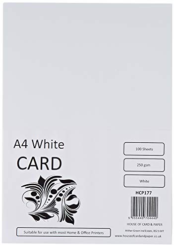 HPC Card Papierkarten, A4-Format, 250 g/m², Weiß, 100 Blatt von House of Card & Paper