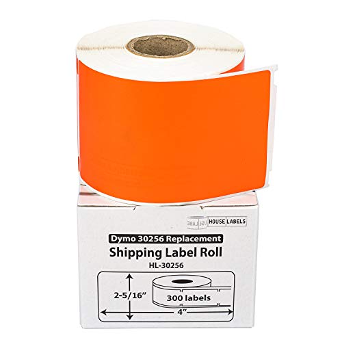 HOUSELABELS DYMO 30256 Orange Versandetiketten (7,4 x 10,2 cm), stark permanent klebend, kompatibel mit DYMO LW 450, 4XL, Rollo & Zebra Desktop-Druckern, 12 Rollen/3600 Etiketten von HouseLabels