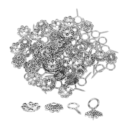 Housoutil 1 Satz Zubehör Armbinde halskette ohrringe zubehor Set zur Herstellung von Armbändern Schmuck Freundschaftsarmband-Kit Perlenendkappen für Armbänder Perlen Kappen Legierung Silver von Housoutil