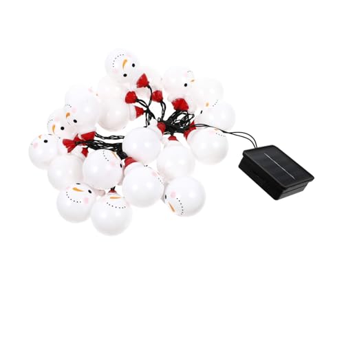 Housoutil 1stk Schneemann-lichterkette Girlande Led-solarleuchten Baum Schneemann-led-leuchten Weihnachtssolarleuchten Im Freien Stern Urlaub Warme Lichter Pole Solar- Neon Weiß Plastik von Housoutil