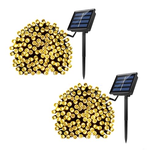 Housoutil 2 Sätze LED-Lichterkette LED-Solarleuchten Lichterketten Gartenbeleuchtung solare weihnachtsbeleuchtung led-light lichtsensor LED solar lichterkette Partydekoration p.s Weiß von Housoutil