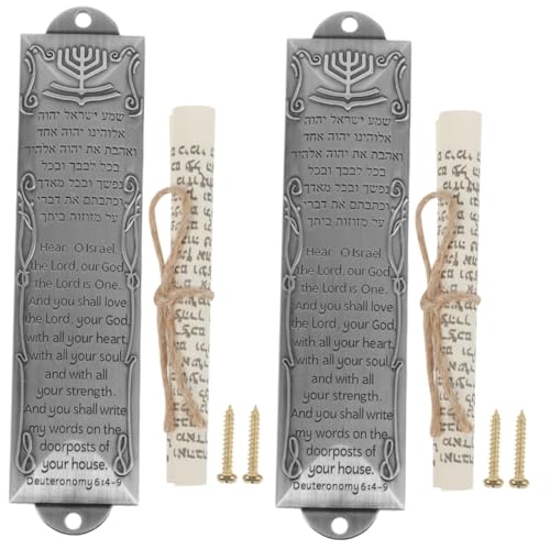 Housoutil Jüdisch 2st Religiöse Heilige Schriftrolle Judaica Tür Mezuza Jüdischer Türhänger Dekorative Mesusa Retro-schrift Mesusa Legierte Mesusa Sache Mit Der Jüdischen Tür Erwachsener Metall von Housoutil