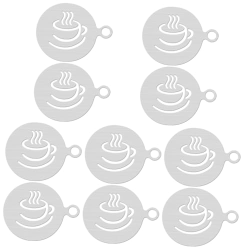 Housoutil 5 Sätze Kaffee-latte-form Teelöffel Plätzchen Messbecher Kaffeeschablone Kaffeestempel Werkzeug Kuchenform Kaffee-schablone Kaffee-diy-vorlagen Rostfreier Stahl Silver 2 Stück * 5 von Housoutil