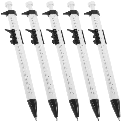 Housoutil Messschieber-Kugelschreiber 5 Stück Silberner Messschieber-Kugelschreiber Schüler-Messschieber 0-100 Mm Technischer Kunststoffstift Geeignet Für Das Schulbüro von Housoutil