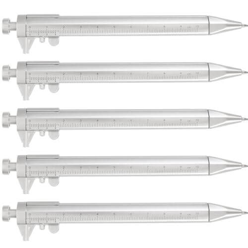 Housoutil Messschieber-Kugelschreiber 5 Stück Silberner Messschieber-Kugelschreiber Schüler-Messschieber 0-100 Mm Technischer Kunststoffstift Geeignet Für Das Schulbüro von Housoutil