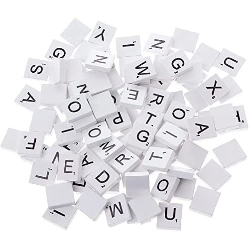 【100 Stück】 weiße Holzspäne DIY Englisches Alphabet Puzzle Alphabetisierungsquadrate Baby intellektuelle Entwicklung Holzspäne 【weiß】 von HoveeLuty