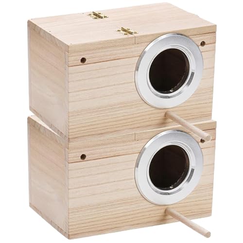 Nistkasten für Sittiche, 2 Stück, 20,3 x 12,7 x 12,7 cm, Nistkasten für Nymphensittiche aus Holz mit Tür, Sitzstange und zu öffnendem Deckel, natürliches, stabiles Vogelhaus für Käfig, Vogelkasten, Vo Nistkasten für Sittiche, 2 Stück, 20,3 x 12,7 x 12,7 cm, Nistkasten für Nymphensittiche aus Holz mit Tür, Sitzstange und zu öffnendem Deckel, natürliches, stabiles Vogelhaus für Käfig, Vogelkasten, Vo von HoveeLuty