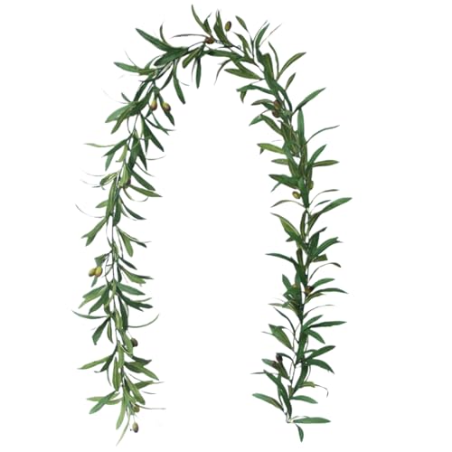 Olivengirlande, 180 cm, Olivenblatt-Girlande, künstliche Olivenzweig-Girlande, tragbare grüne Girlande für Haustür, Hochzeit, Wand, Heimdekoration, Olivenzweig-Girlande, Olivenblatt-Girlande, Frühling von HoveeLuty