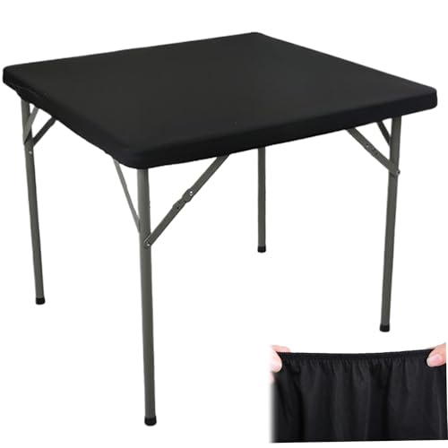 Quadratische Tischdecken 86,4 x 86,4 cm, elastische Tischdecke für Kartentische, dehnbare Tischdecke für Kartentische, leichte schwarze Tischdecke für Partys, Esszimmer, Küche, Zuhause, Kartentischdec von HoveeLuty