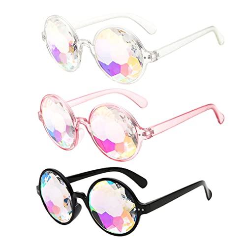 3 Stück Kaleidoskop-Brille, Regenbogenprisma, Sonnenbrille mit Brillentuch, für Rave-Party, Festival, Dekoration, Gastgeschenke von Hovico