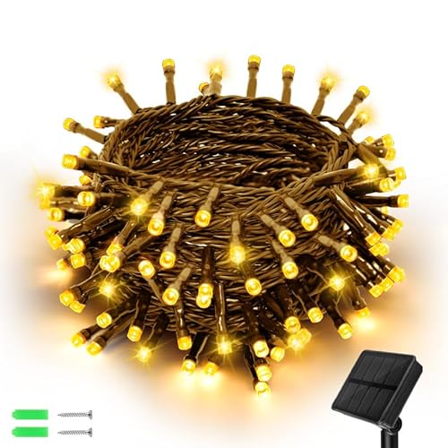 Hoyasumi Solar Lichterkette Aussen, 6M 60 LED Solarlichterkette Außen Wetterfest 8 Modi IP65 Wasserdicht Lichterkette Außen Solar Outdoor für Garten, Bäume, Terrasse, Balkon, Tor, Hochzeiten, Partys von Hoyasumi