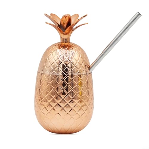 1 Stück Ananas Cocktail Tasse Kupfer Becher Früchte Tasse Ananas Sippy Cocktail Cup Mode Strohhalm Tassen Party Dekoration Supplies Bronze von HpLive