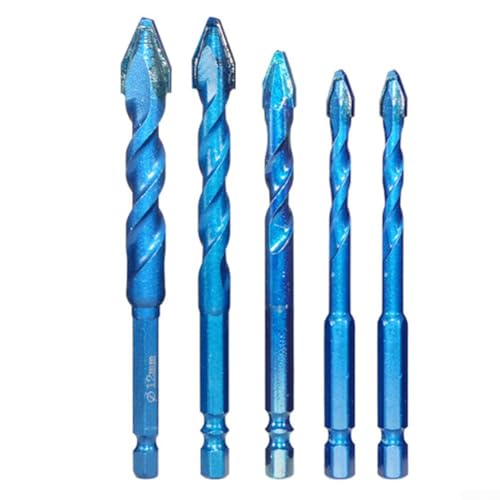 HpLive 5 Stück Exzentrische Bohrkrone Set für Glas Fliesen Beton Zement, 6mm 8mm 10mm 12mm Bohrer mit 6,35 mm Sechskantschaft von HpLive